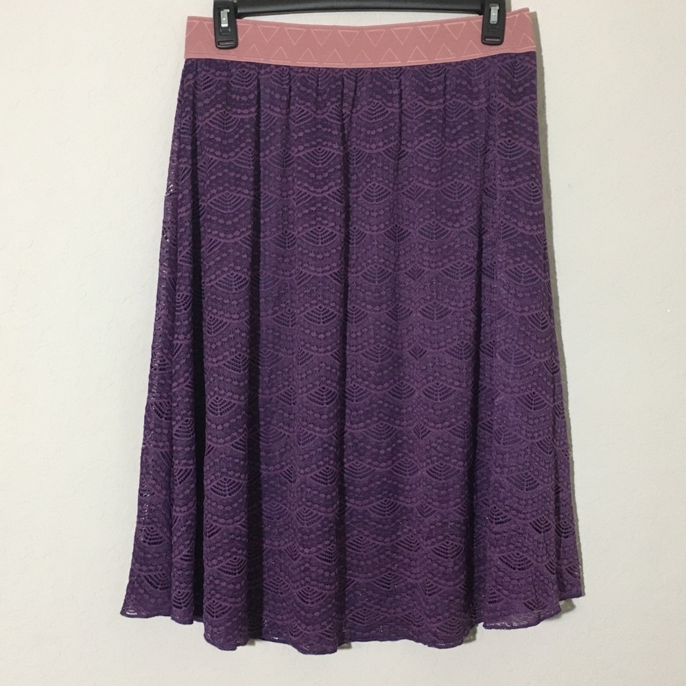 LuLaRoe Lola Purple Lace Aline Skirt Sz XL - Picture 1 of 8